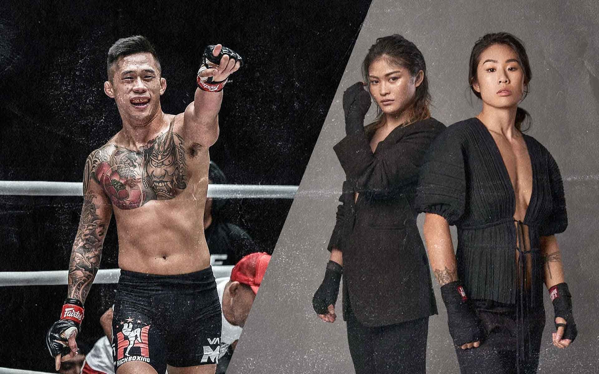 Martin Nguyen (left); Stamp Fairtex and Angela Lee [Photo: ONE Championship]