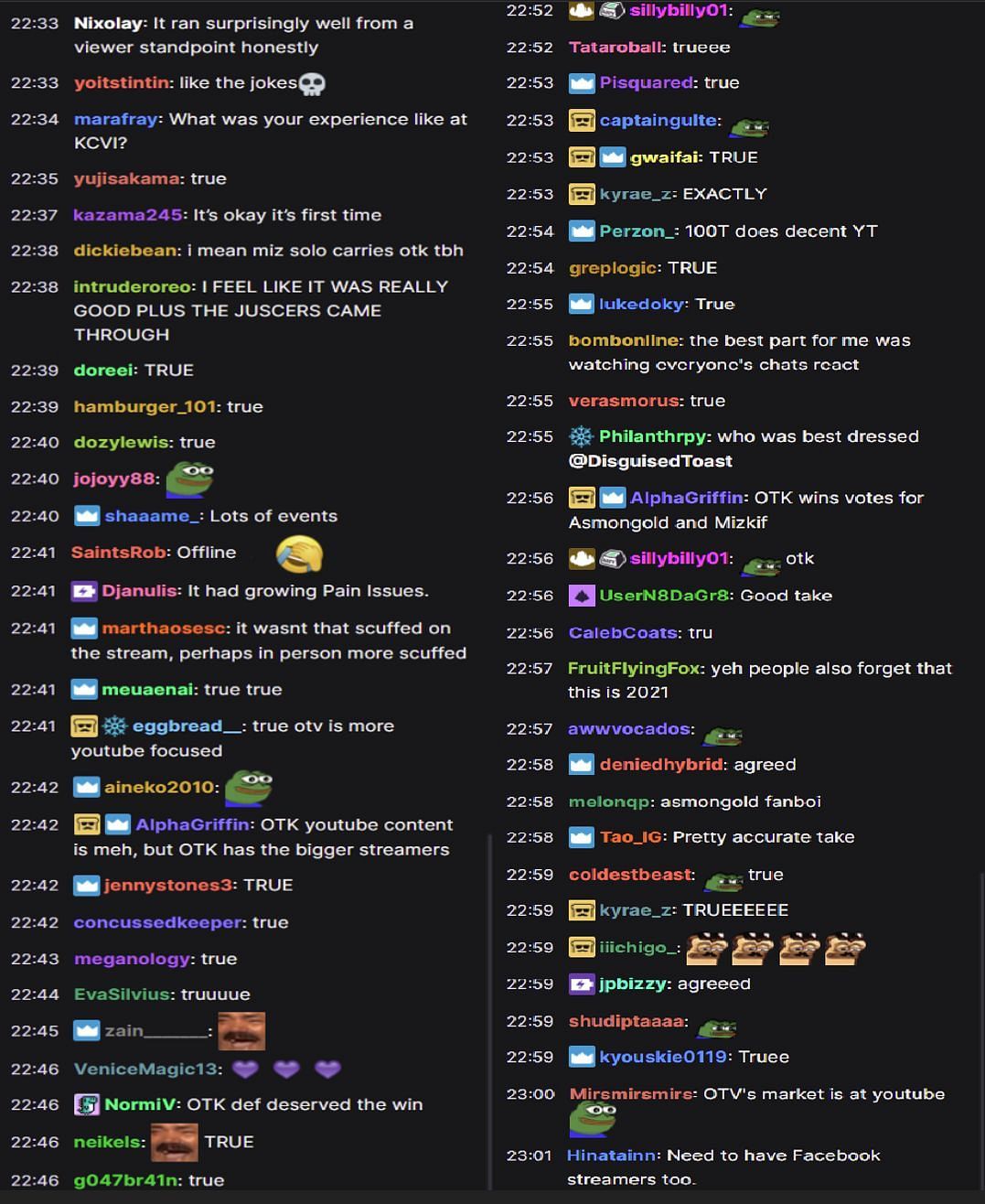 Fans reacting to the streamer&#039;s take (Images via DisguisedToast/Twitch chat)