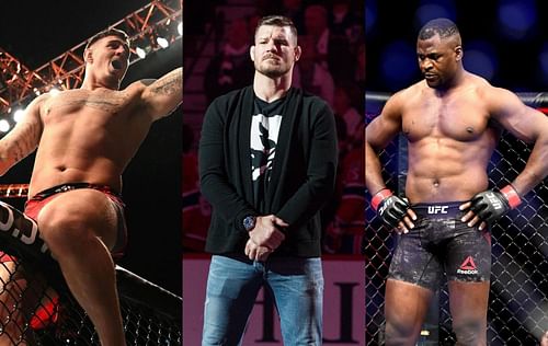 Tom Aspinall (left), Michael Bisping (center) & Francis Ngannou (right)