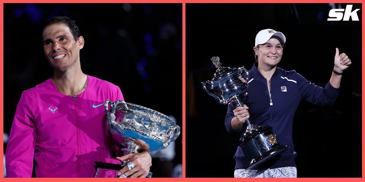 Rafael Nadal [left] and Ashleigh Barty have donated parts of their winning kit from the Australian Open to the ITHF