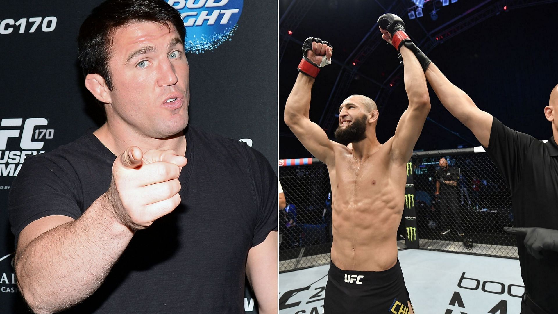 Chael Sonnen (left) and Khamzat Chimaev (right) 