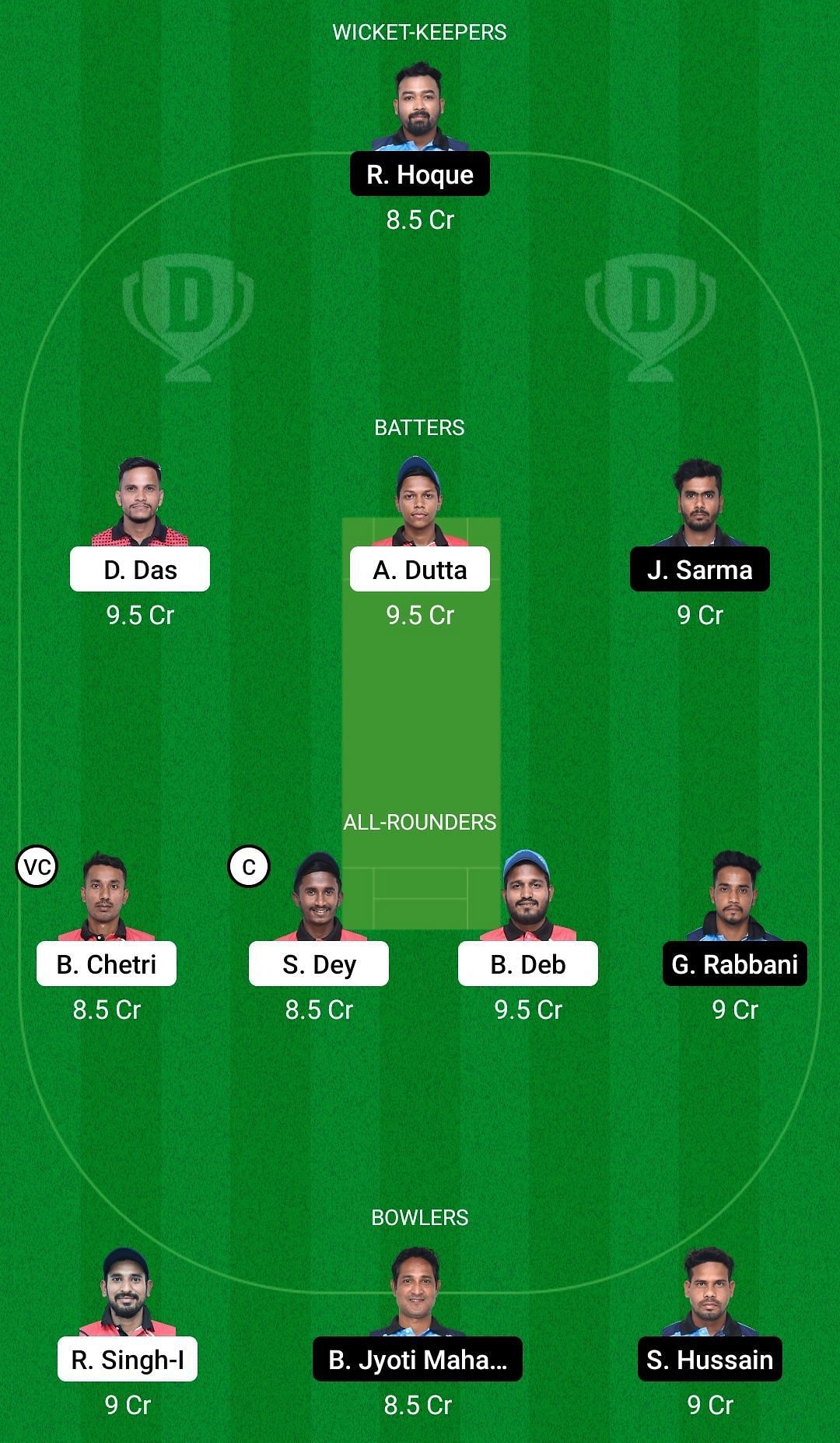 Dream11 Team for N.S.S.A vs Zenith C.C - Assam Premier Club T20 Championship 2022.