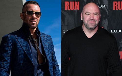 Colby Covington (L) via Instagram @colbycovmma and Dana White (R) via Getty