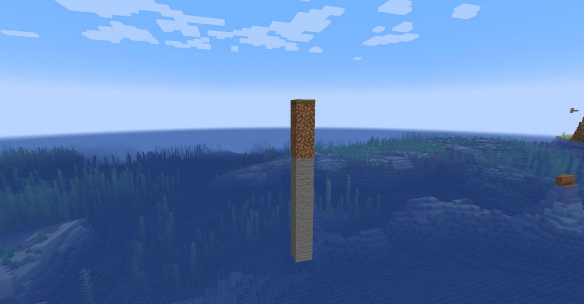 Starting on a block pillar gives a great view of nearby seagrass (Image via MinecraftSeeds)