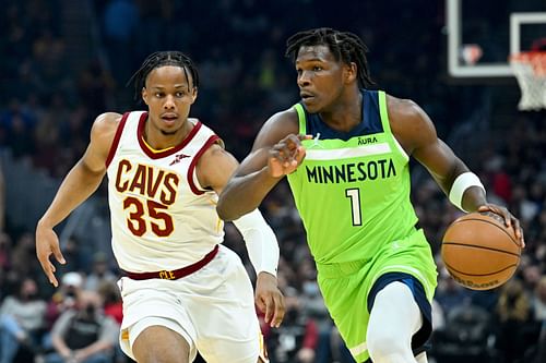 Minnesota Timberwolves guard Anthony Edwards drives.