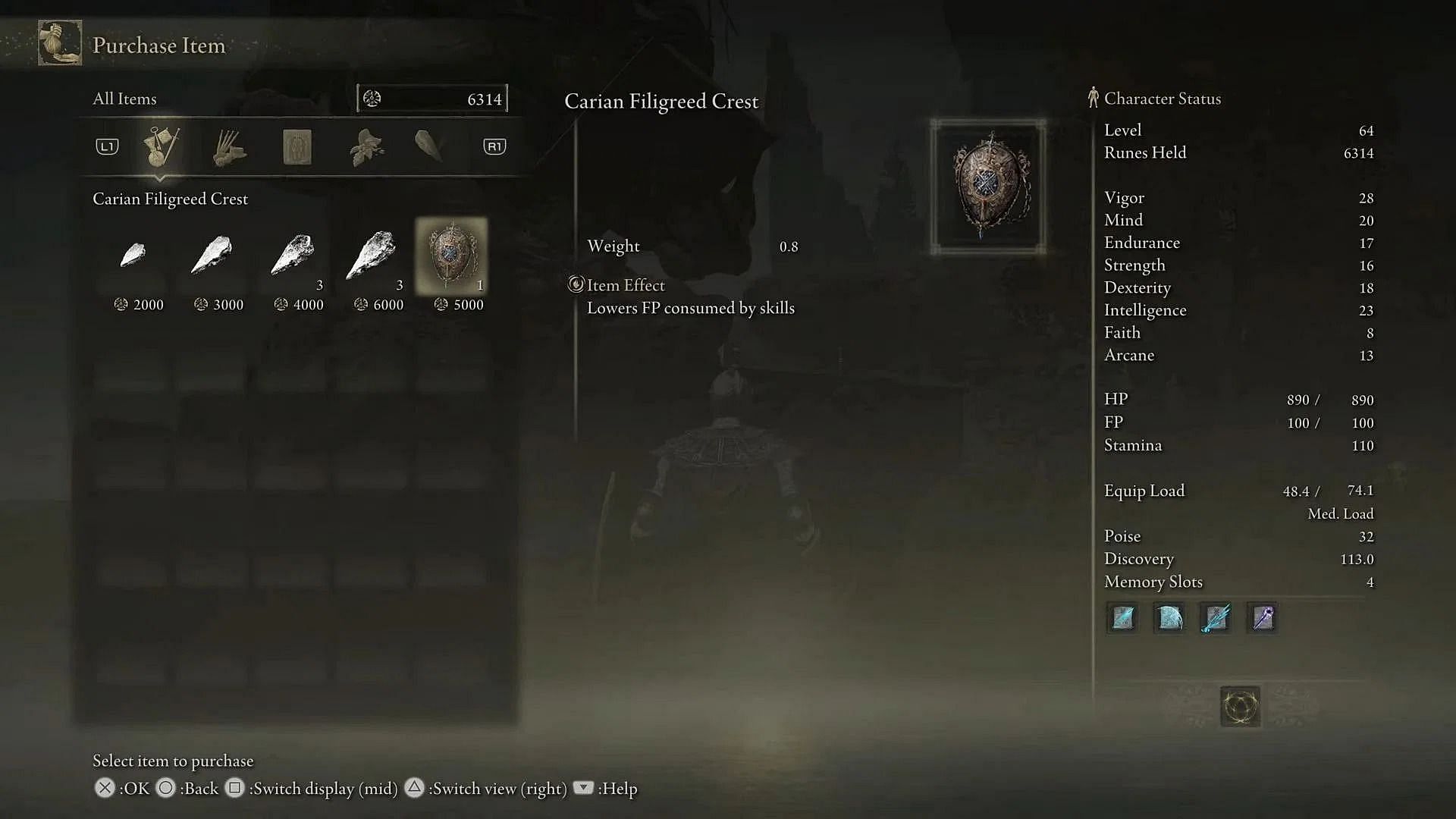 Carian Filigreed Crest helps improve consistency with regards to using skills in Elden Ring (Image via YouTube/EternityInGaming)