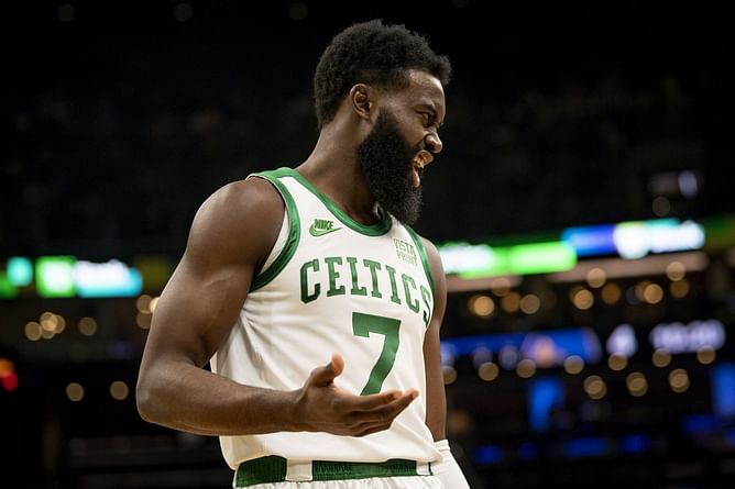 ICYMI: Jaylen Brown celebrates with Kevin Garnett after ruthlessly dunking over Maxi Kleber during Dallas Mavericks-Boston Celtics game