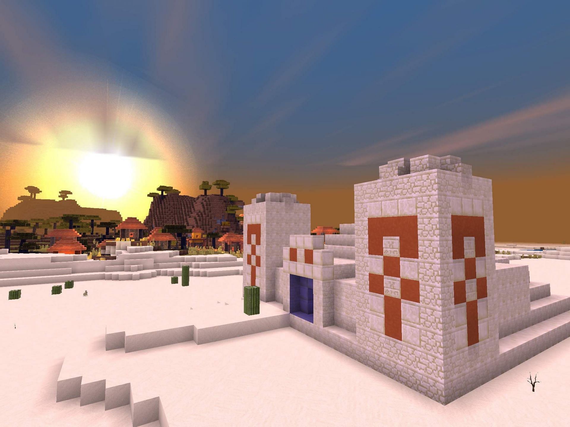 As desert structure availability increases, so too do players&#039; clear time prospects (Image via Mojang)