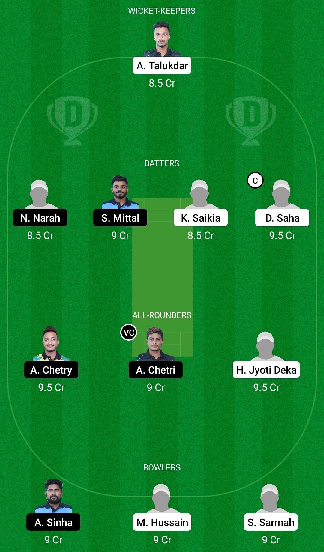 Dream11 Team for BDM vs TTC - Assam Premier Club T20 Championship 2022.