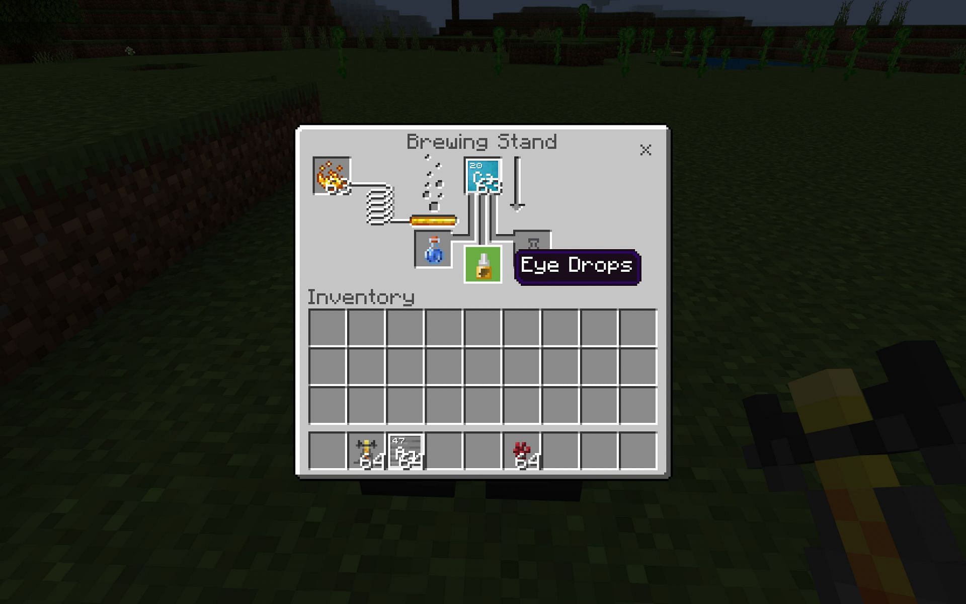 Eye drops can help a player get rid of the blindness effect (Image via Minecraft)