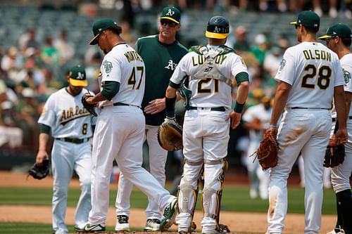 Trade candidate Frankie Montas leaving the mound