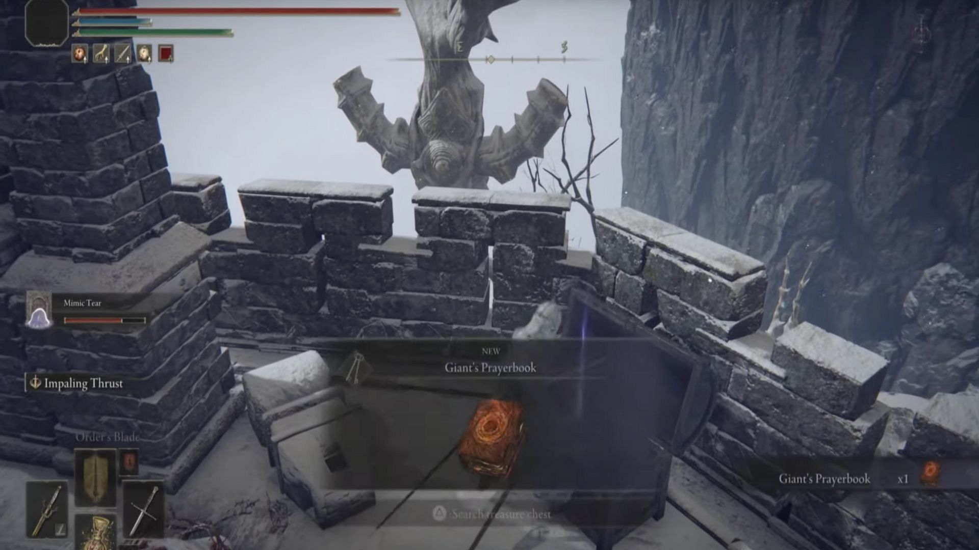 Elden Ring Players can obtain the Giant&#039;s Prayerbook to learn some powerful fire incantations (Image via Fredchuckdave/YouTube)