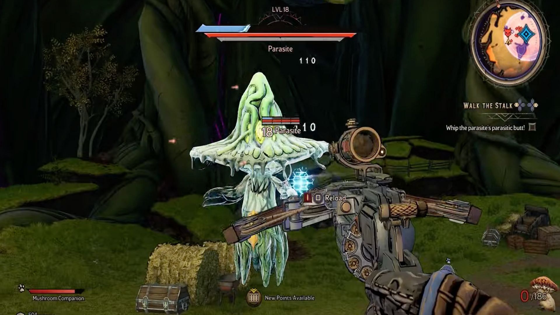 Players of Tiny Tina&#039;s Wonderlands should use lightning damage to break the ward on the Parasite (Image via PowerPyx/YouTube)