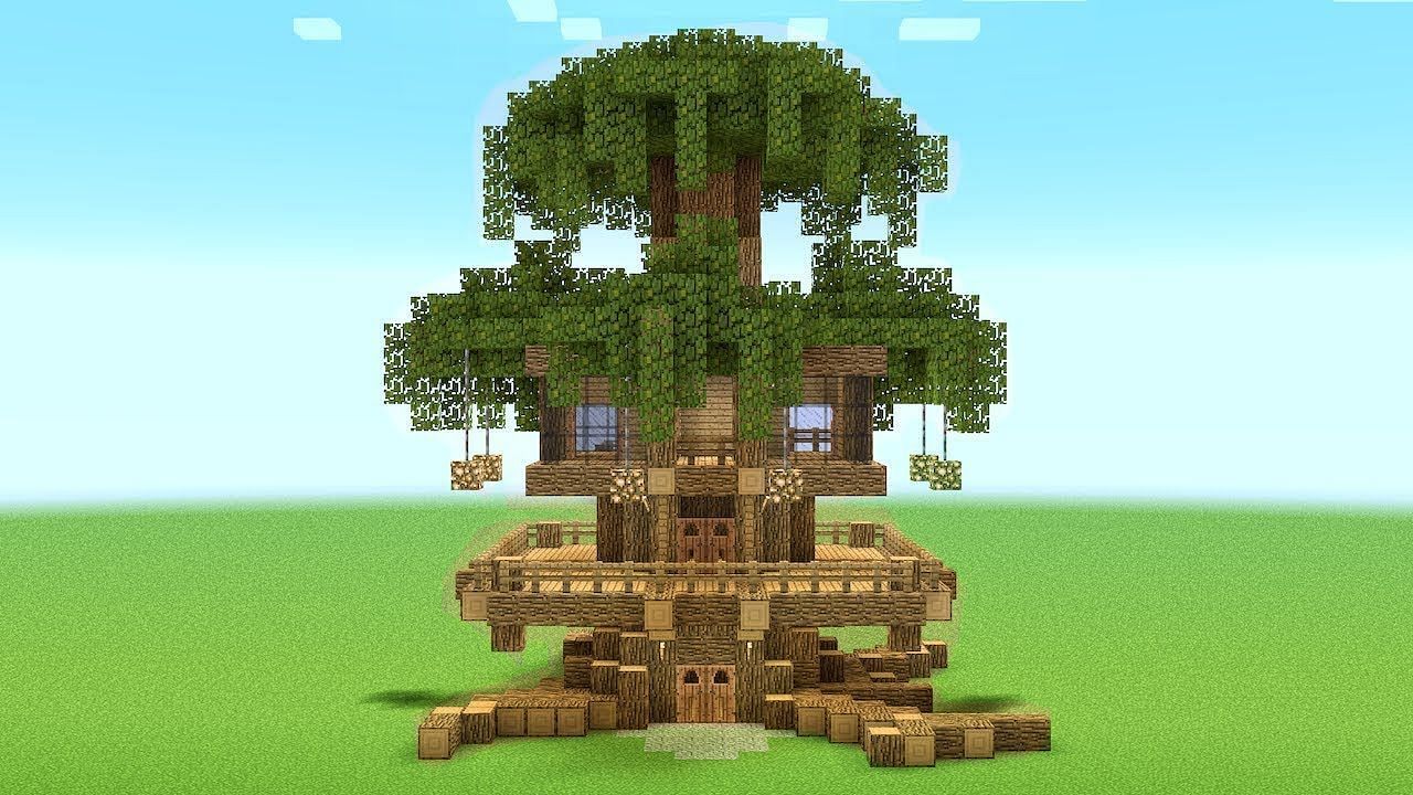 Players of Minecraft can build a treehouse to get back to their roots in nature (Image via Shock Frost/YouTube)