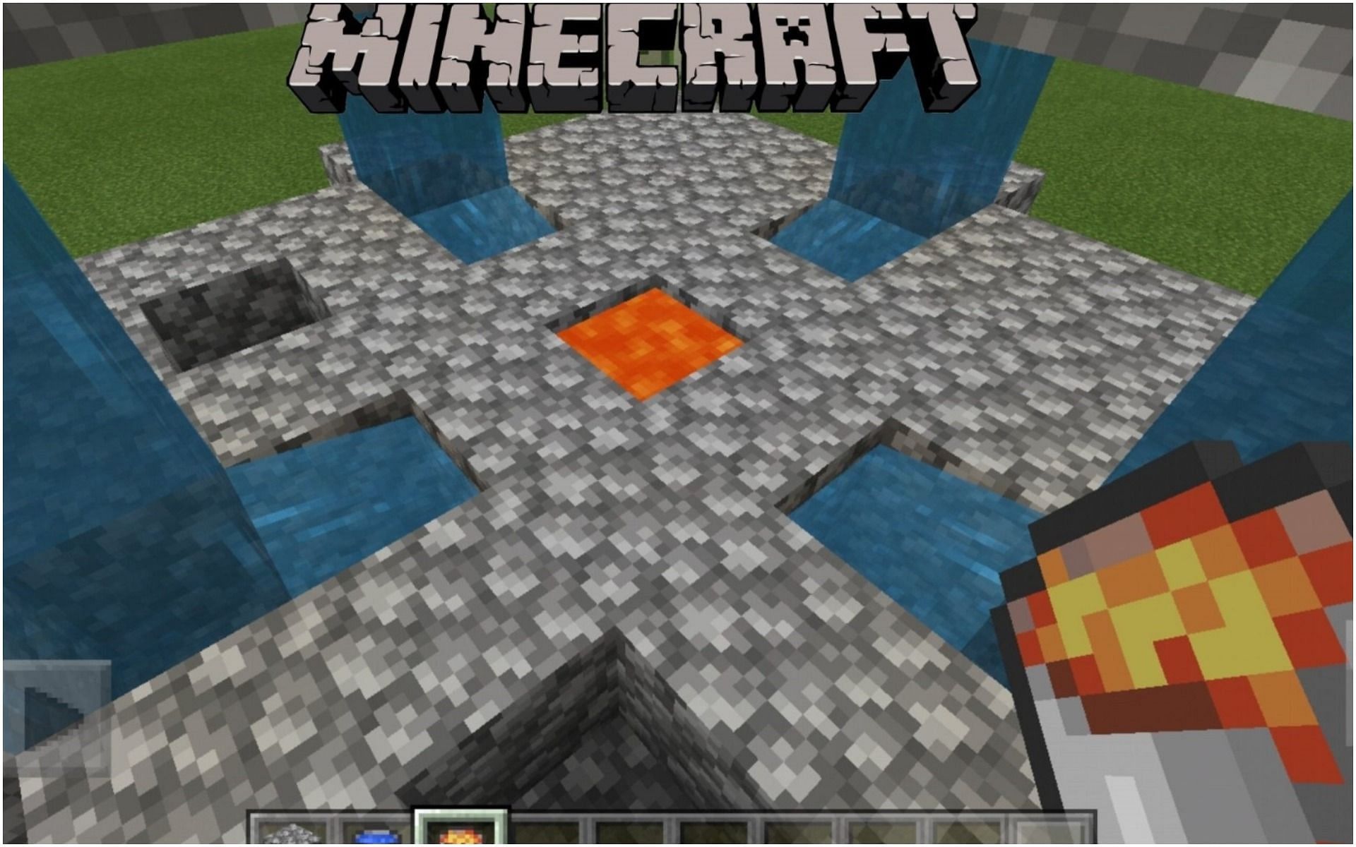 A cobblestone generator (Image via Minecraft)