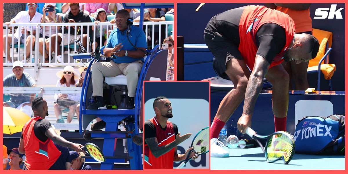 Nick Kyrgios was far from pleased with Carlos Bernardes&#039; umpiring