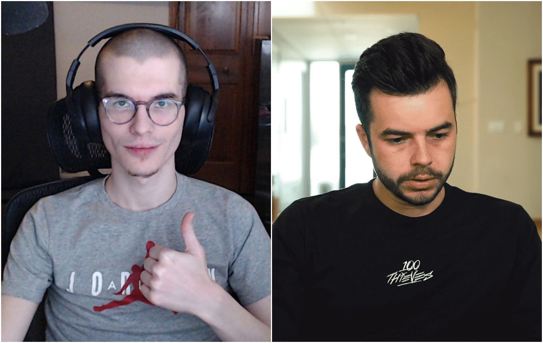 Nadeshot officially apologized to Froste over a very bad joke in a recent video (Image via Froste/Twitter and 100 Thieves/YouTube)