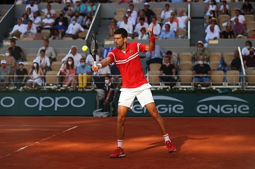 Novak Djokovic at the 2021 French Open