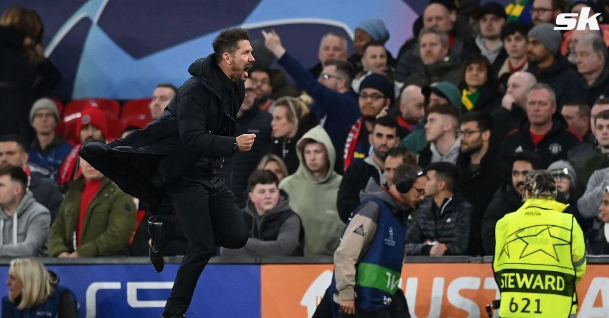 Simeone was captured running down the tunnel as angry Manchester United fans rained down on him