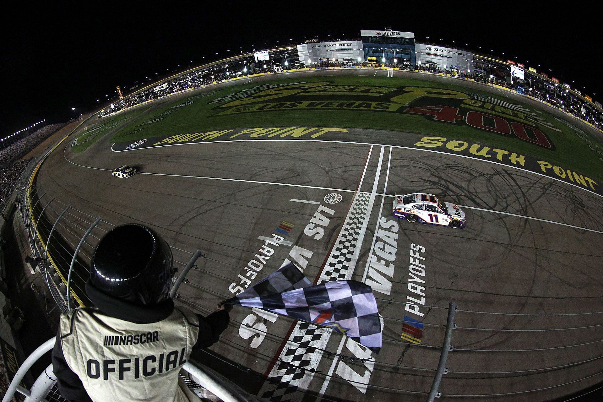 Cup Series South Point 400 finish line.