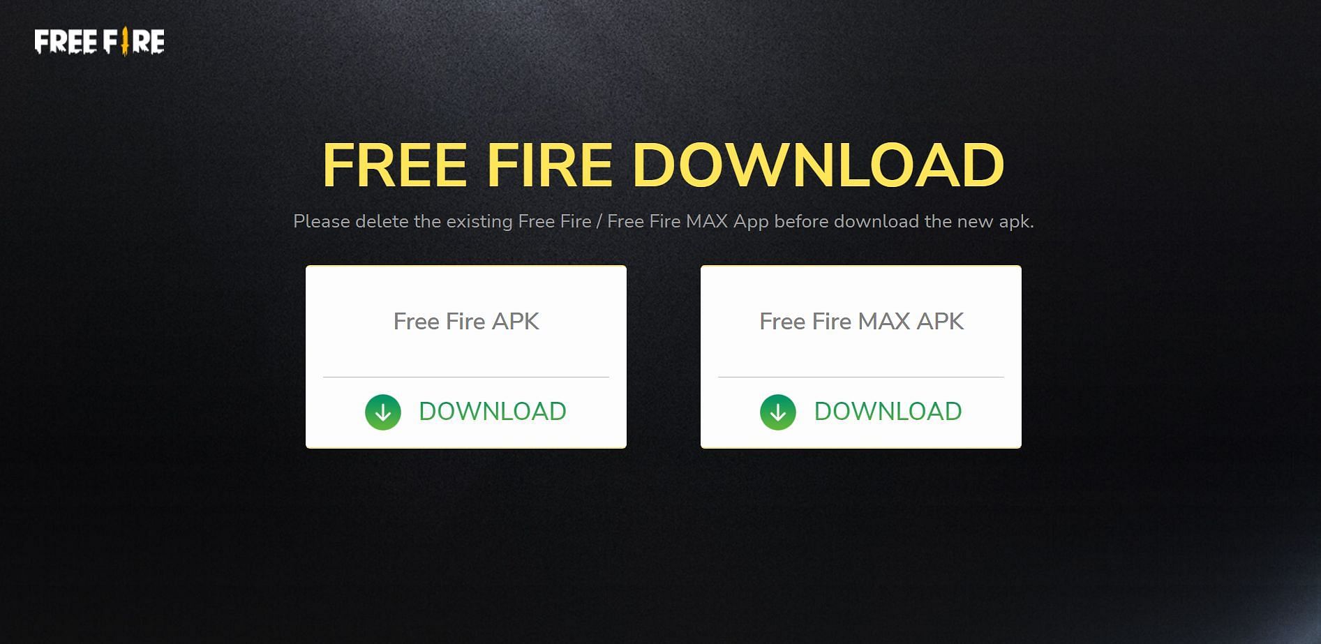 The APK download provided by the developers (Image via Garena)
