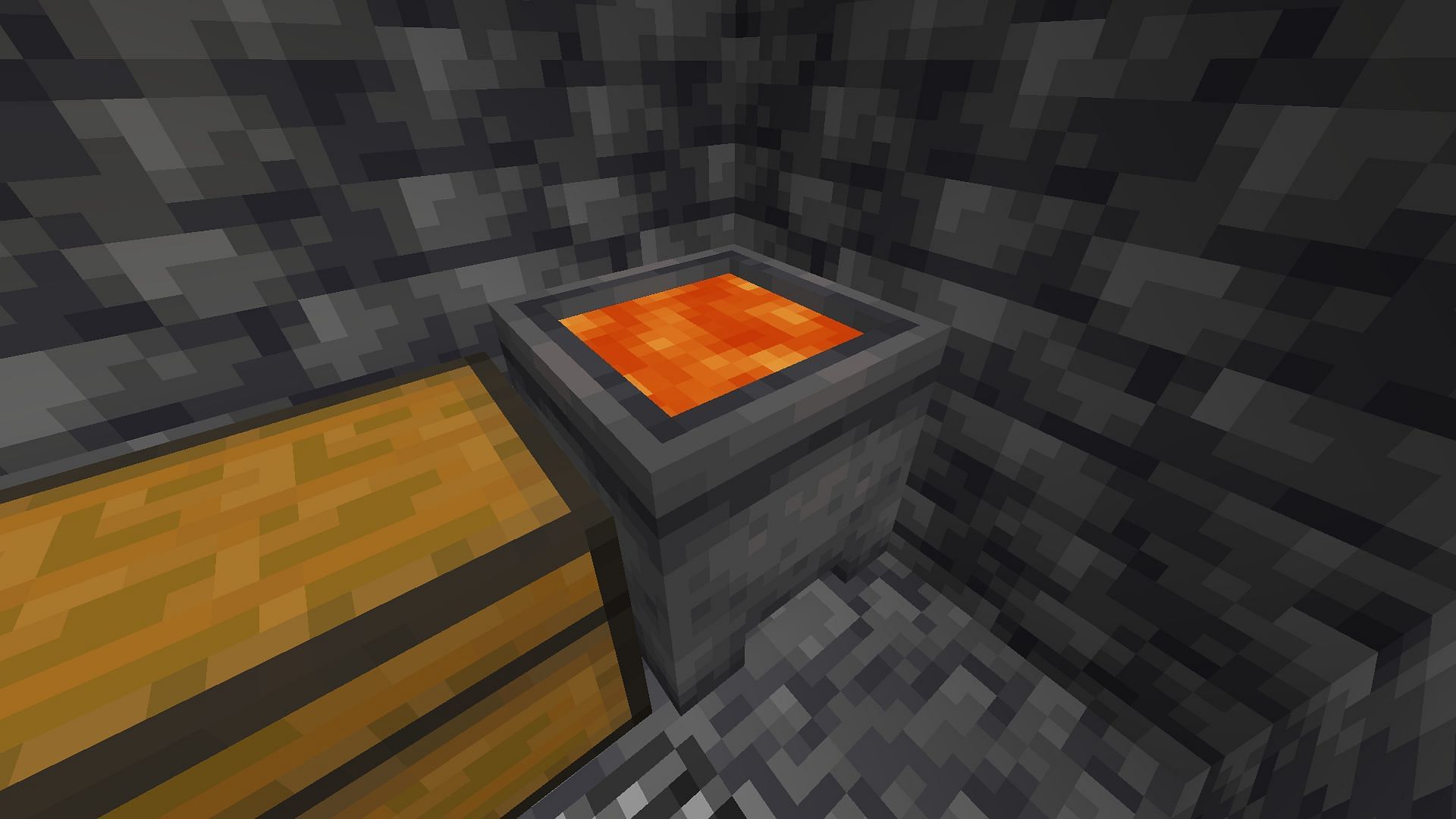 Lava in a cauldron for burning (Image via Minecraft)
