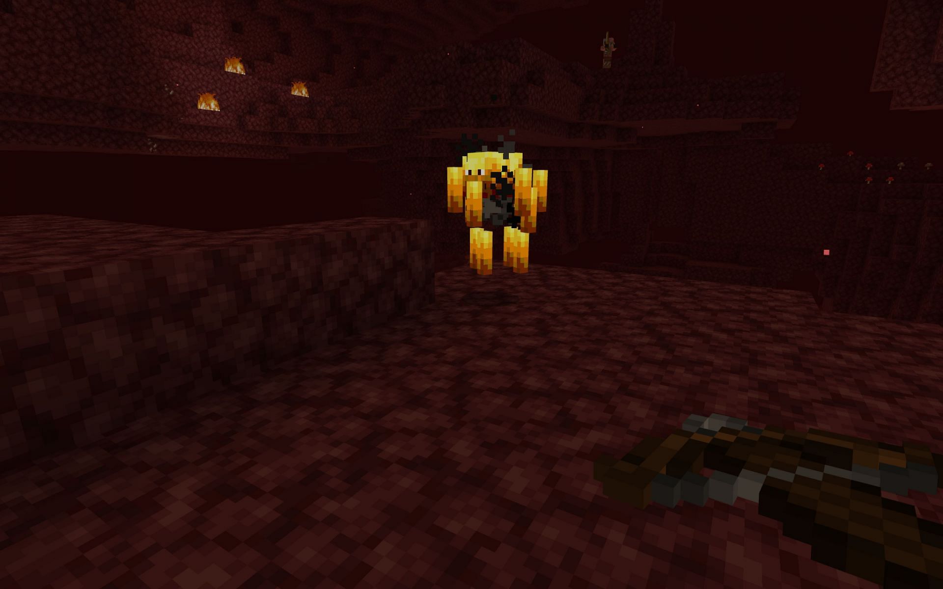 Blazes spawn at nether fortresses and will attack players from afar with fireballs (Image via Minecraft)