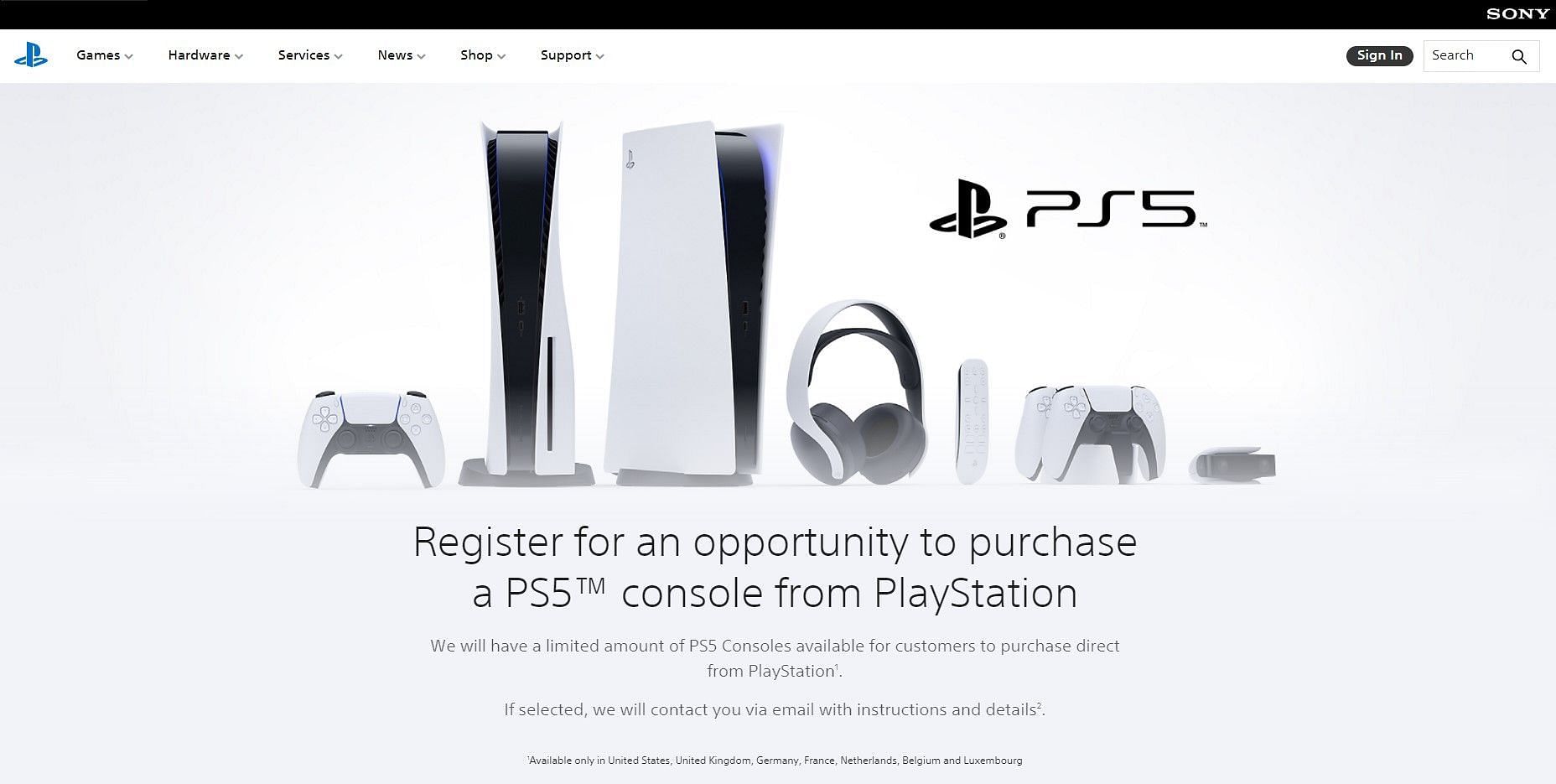 One must register for the opportunity to buy this console from Sony (Image via Sony)