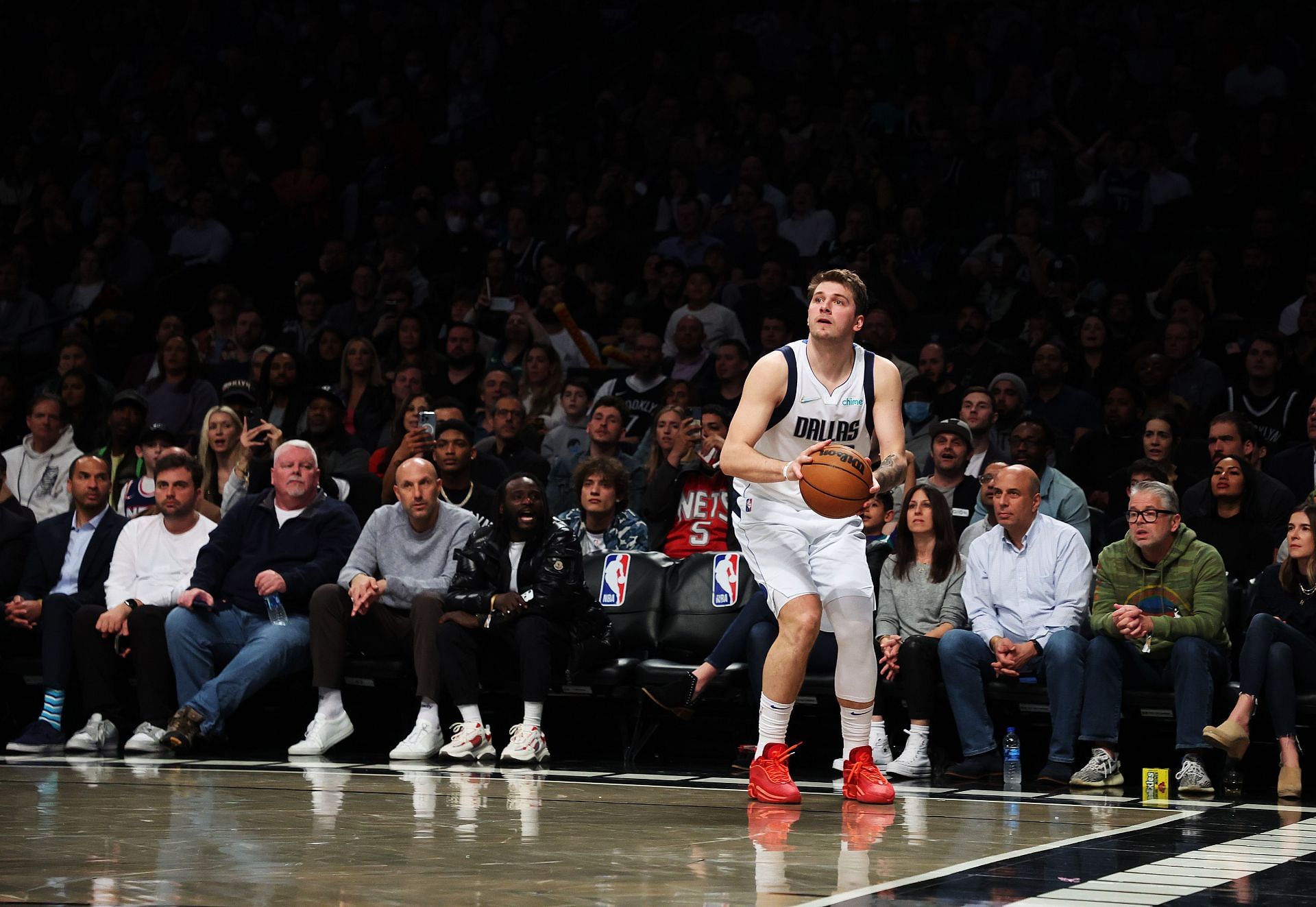 Luka Doncic of the Dallas Mavericks against the Brooklyn Nets