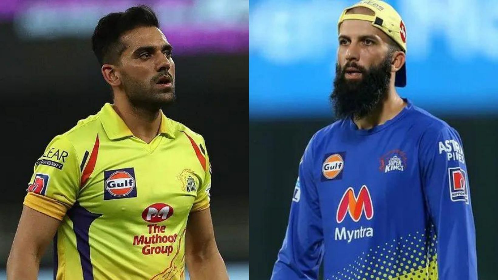 Deepak Chahar (L) and Moeen Ali.