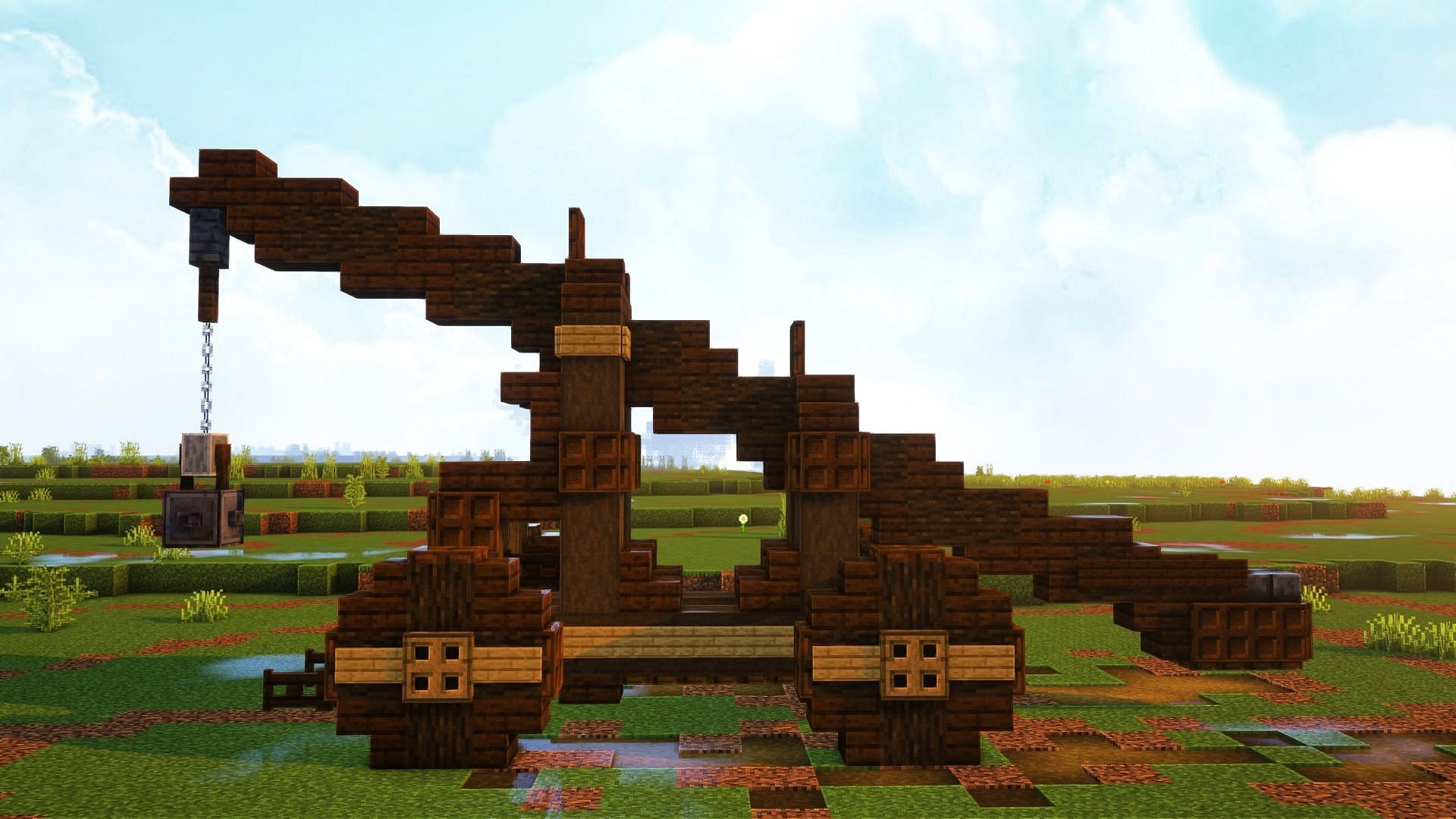 A Redditor by the name of u/dancsa222 showed off their catapult build on the r/Minecraft subreddit (Image via u/dancsa222/Reddit)