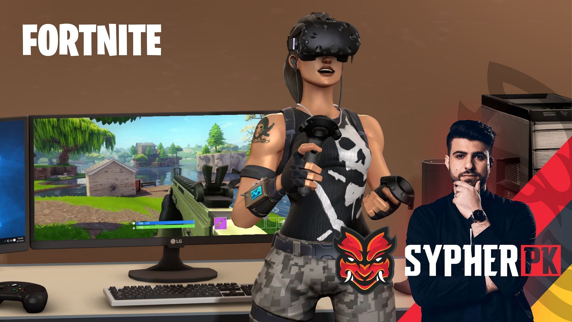 SypherPK plays Fortnite in Virtual Reality and is stunned (Image via Sportskeeda)