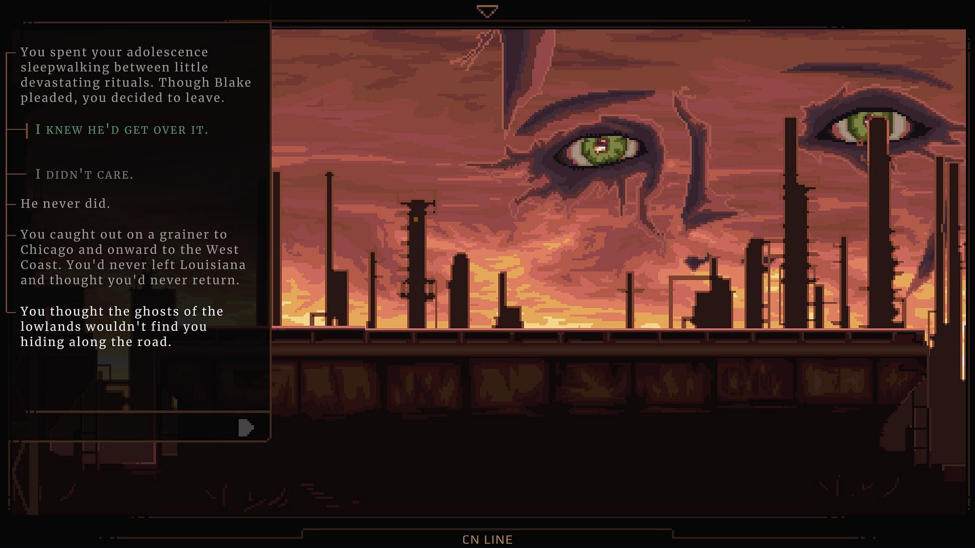 NORCO review, Point-and-click with haunting pixel art