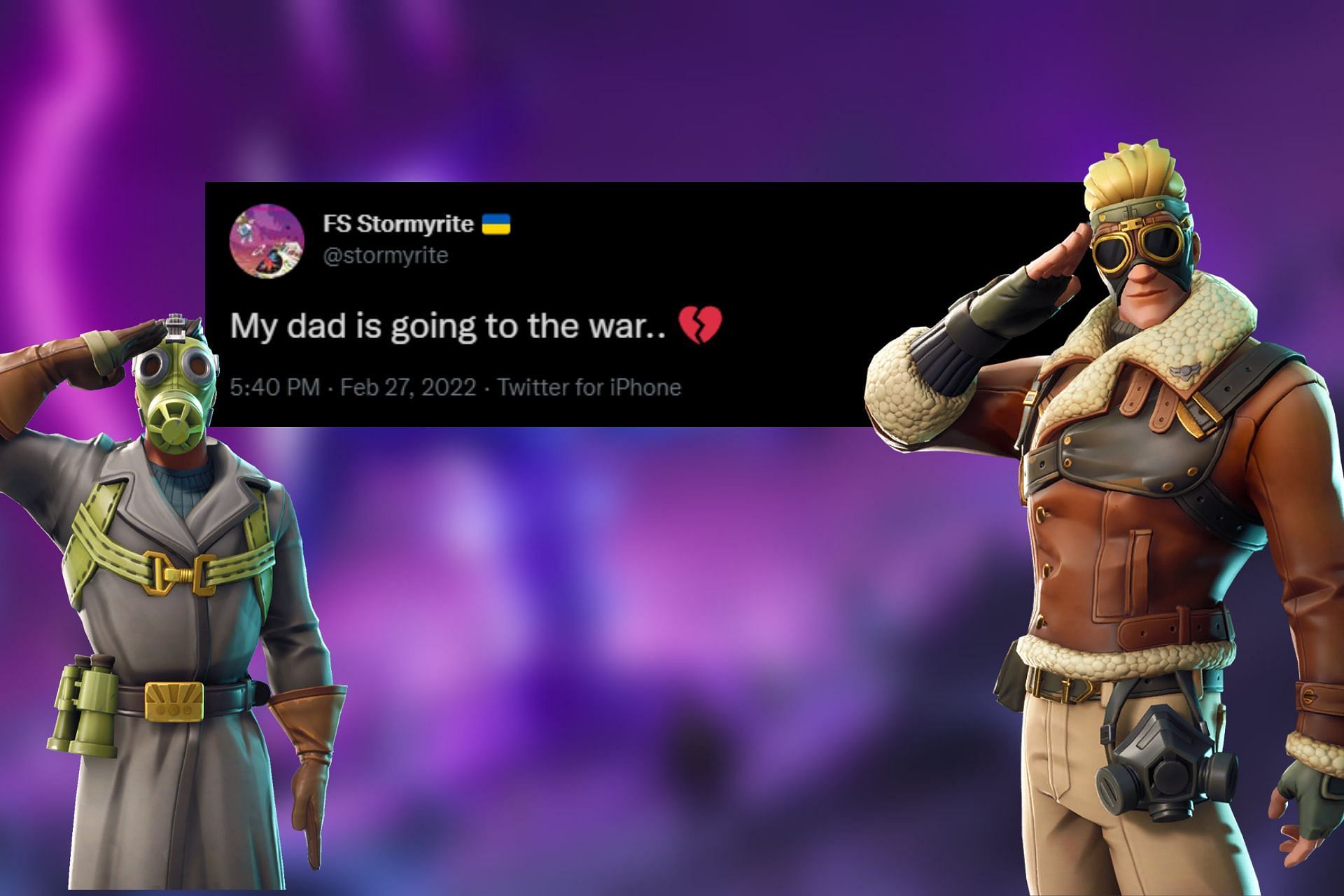 Fortnite pro from Ukraine, Stormyrite, reveals that his father is going to war (Image via Sportskeeda)