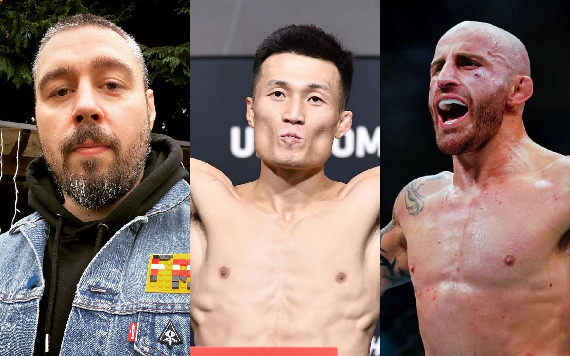 Dan Hardy (left) breaks down Chan Sung Jung (center) and Alexander Volkanovski (right) bout at UFC 273