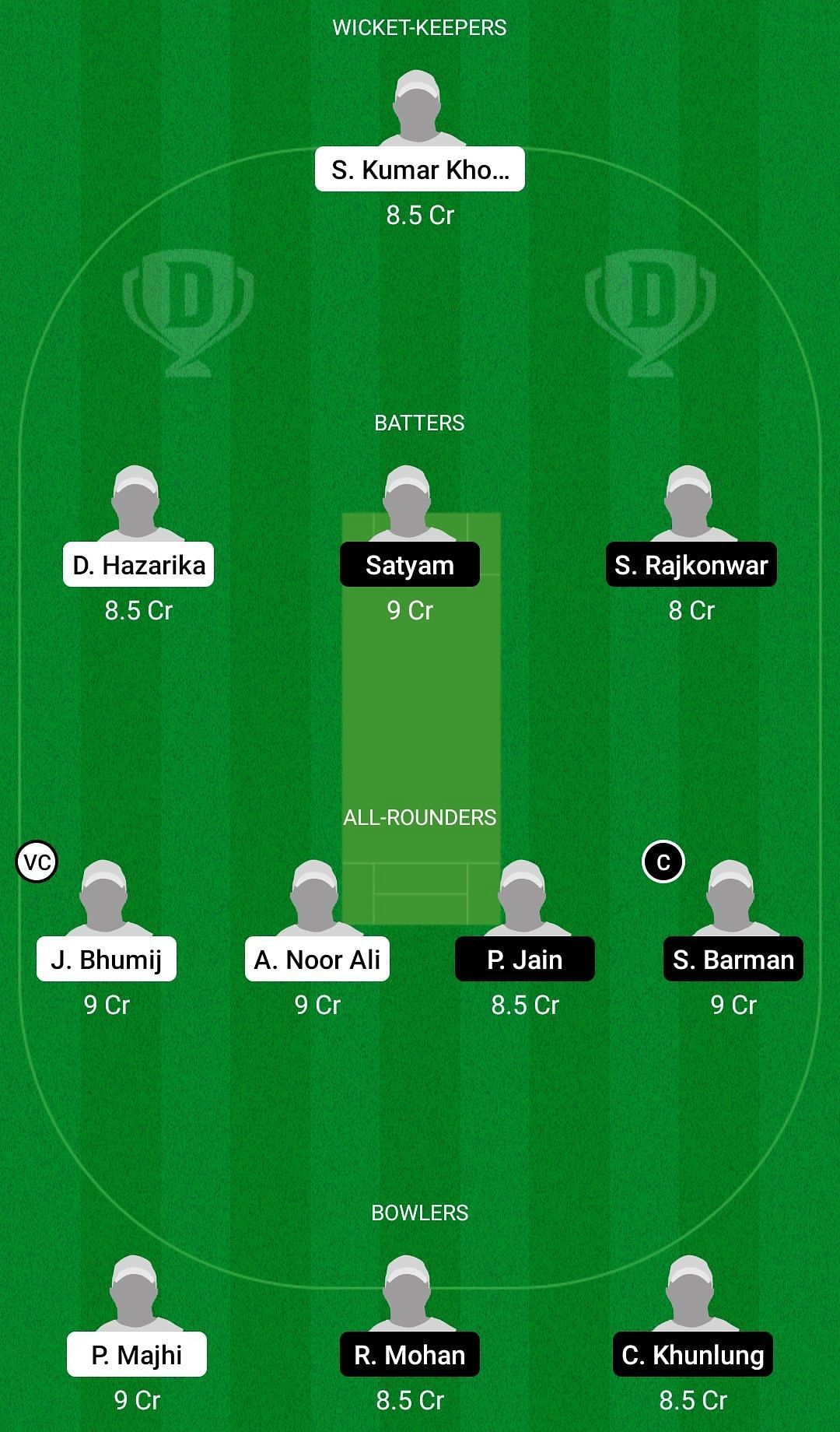 Dream11 Team for Nirvana S.A vs Sonari Town Club - Assam Premier Club T20 Championship 2022.