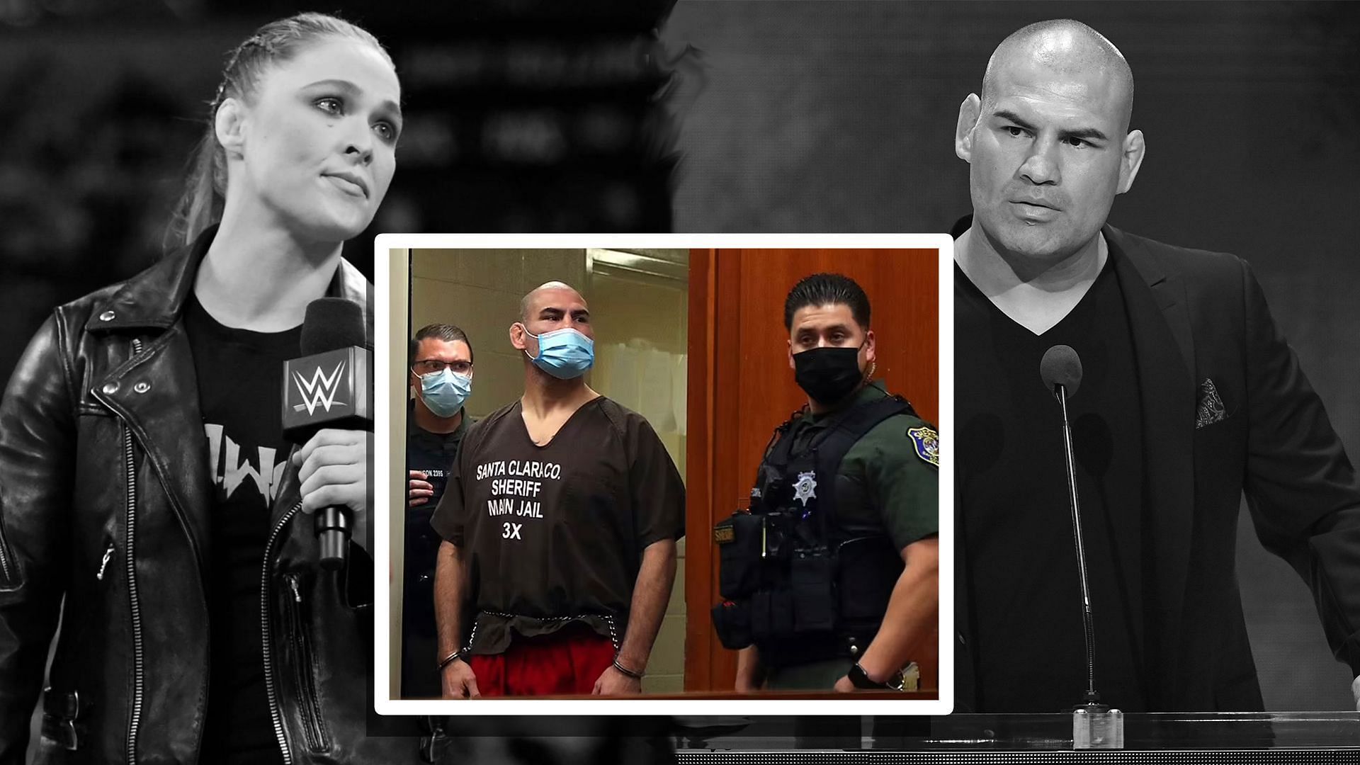 Ronda Rousey (left), Cain Velasquez courtroom picture (Credit: Associated Press)