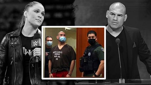 Ronda Rousey (left), Cain Velasquez courtroom picture (Credit: Associated Press)