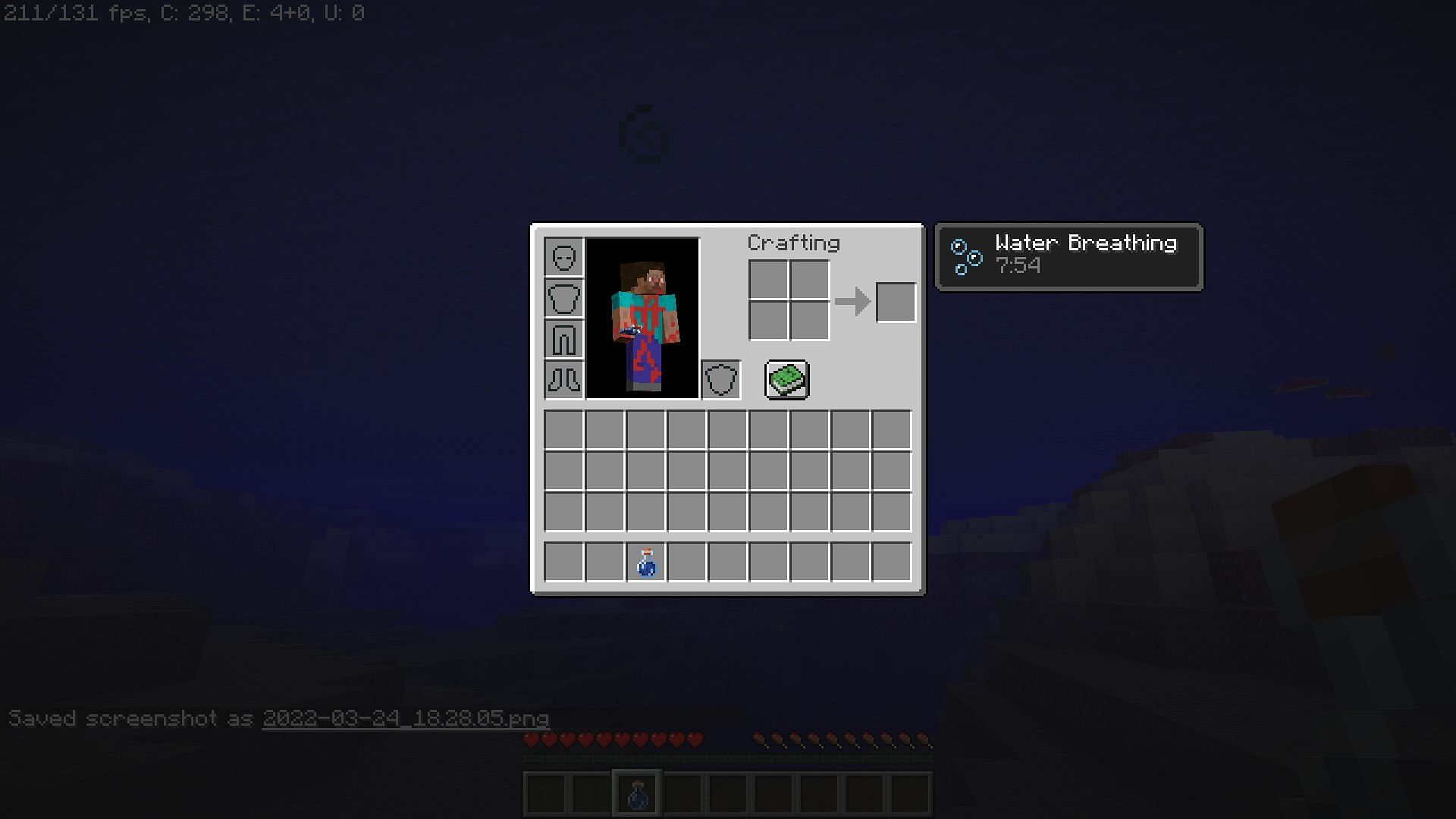 Crafting the water breathing potion (Image via Minecraft)