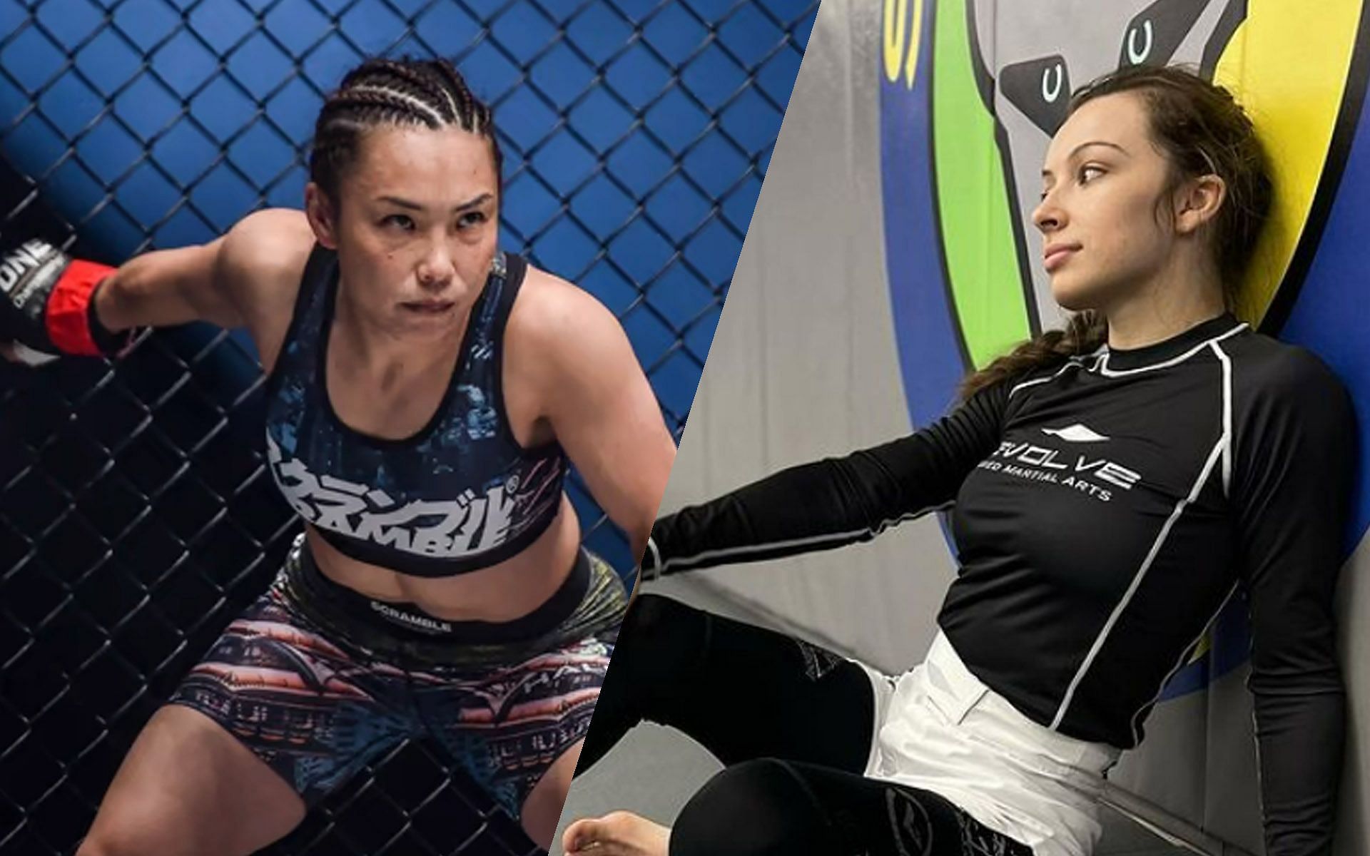 Mei Yamaguchi (R) will face Danielle Kelly (L) in a submission grappling match at ONE X. | [Photos: South China Morning Post/ @daniellekellybjj on Instagram]