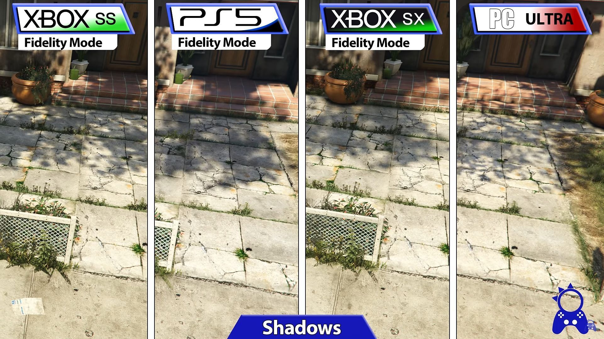 The PS5 seems to render an extra shadow which is absent on the Series X (Image via YouTube/ElAnaslistaDeBits)