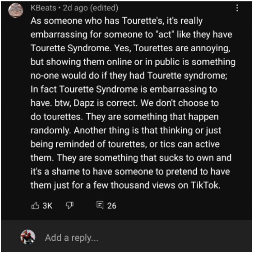 Some of the commenters said they were diagnosed and talked about the problems with the faker (Image via YouTube)