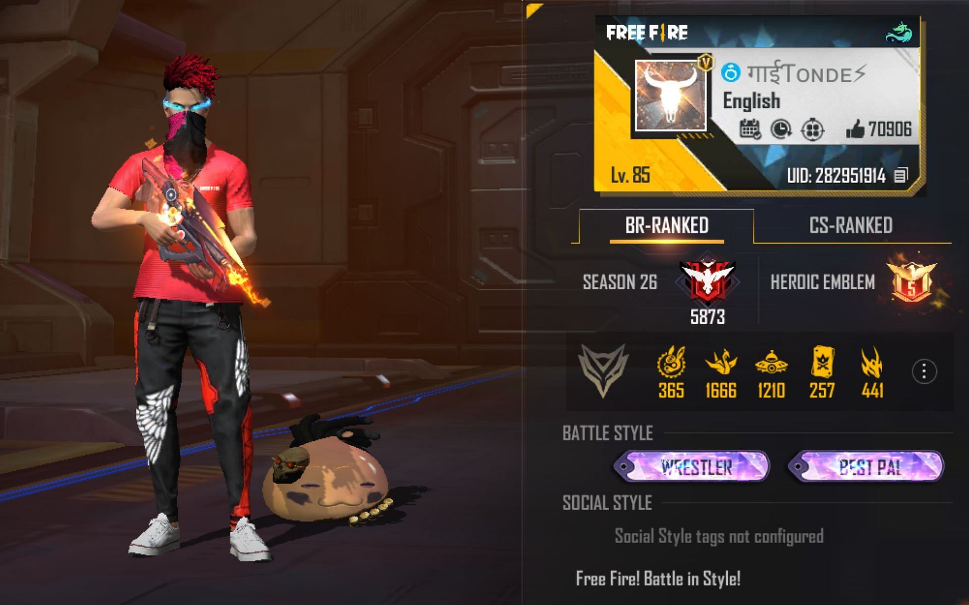 Tonde Gamer&rsquo;s Free Fire MAX ID (Image via Garena)