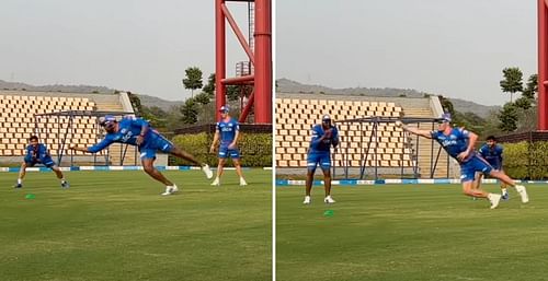 Mumbai Indians undergo a catching session (Credit: Twitter/MI)