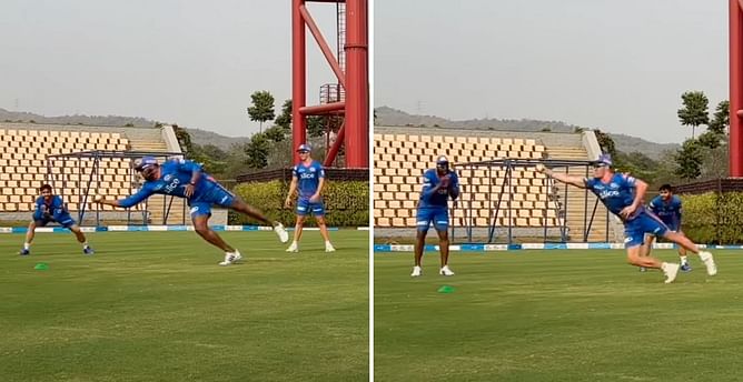 [Watch] Mumbai Indians players showcase their on-field acrobatics in intense catching session