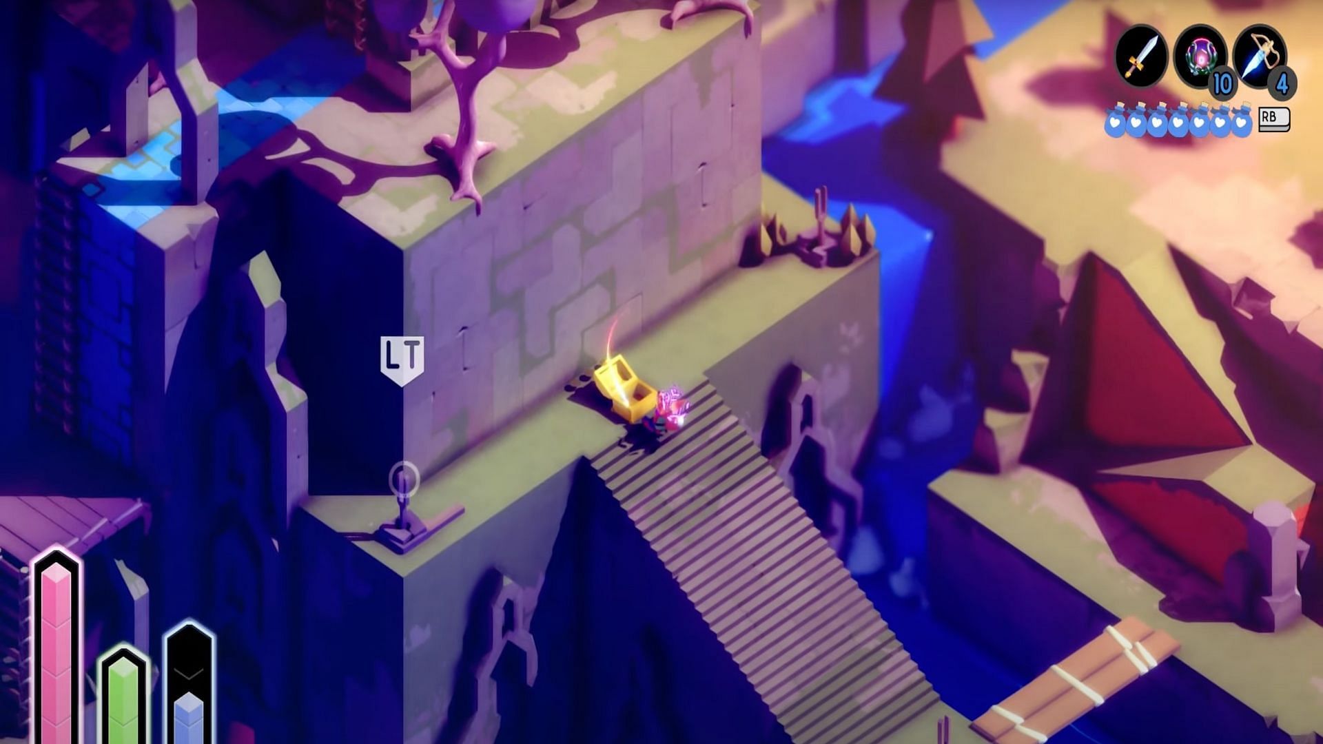 Players of Tunic have to be wary to look around the side of the wall during the Moss Wall puzzle (Image via BattleBunny)