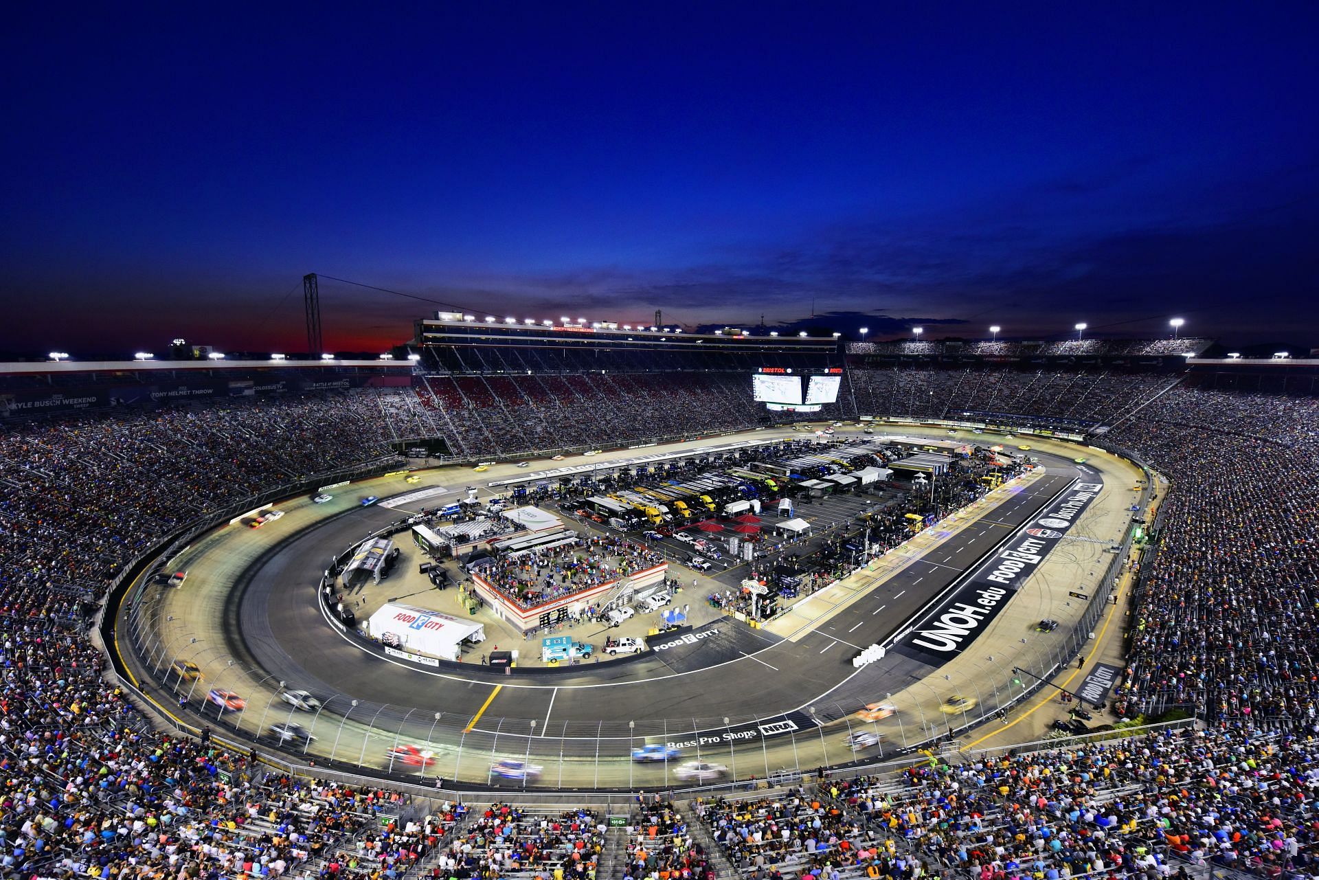 Britstol Motor Speedway during the Monster Energy NASCAR Cup Series Bass Pro Shops NRA Night Race in 2019. (Photo by Jared C. Tilton/Getty Images)