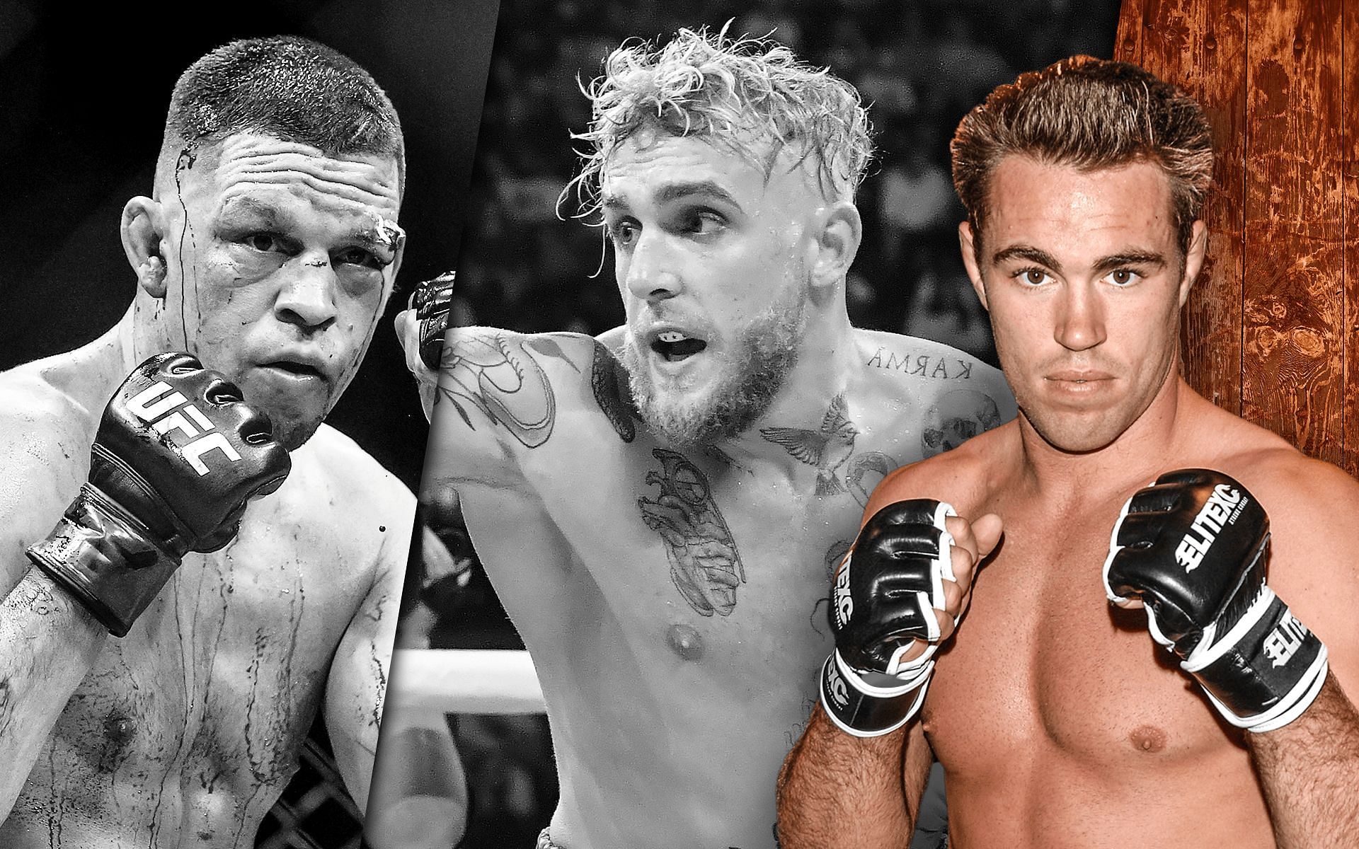 Nate Diaz (left), Jake Paul (center) &amp; Jake Shields (right)