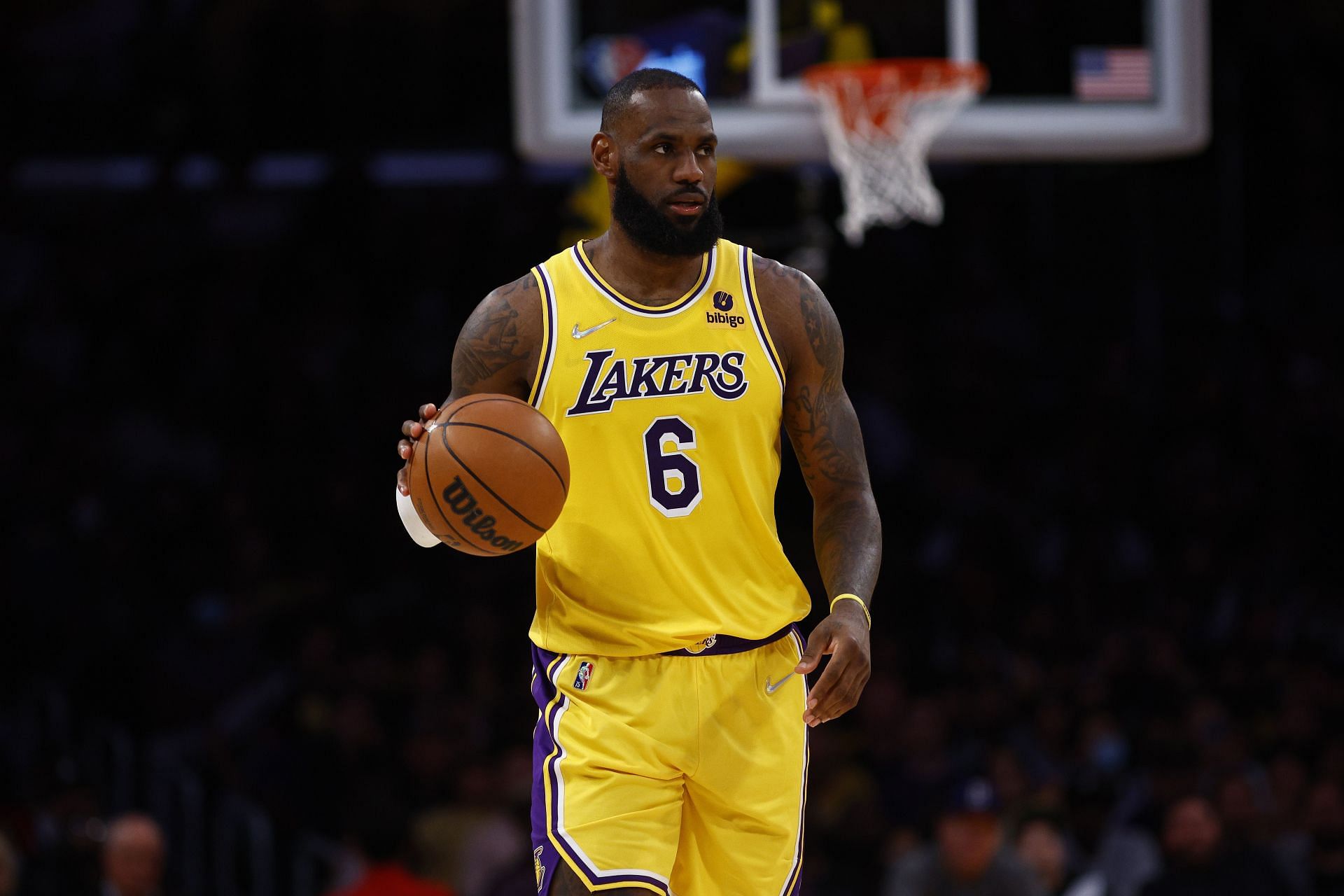 LeBron James #6 of the Los Angeles Lakers at Crypto.com Arena on March 01, 2022 in Los Angeles, California LeBron James #6 of Team LeBron looks on against Team Durant during the 2022 NBA All-Star Game at Rocket Mortgage Fieldhouse on February 20, 2022 in Cleveland, Ohio.