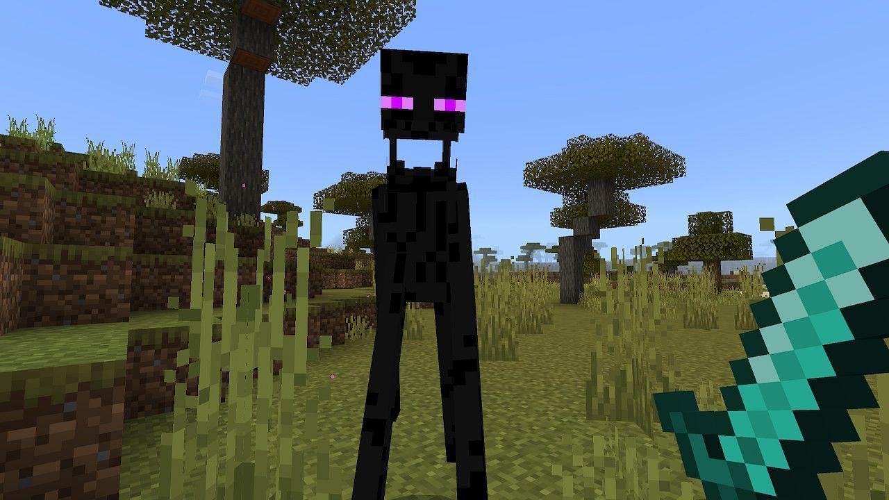 Making direct eye contact with an Enderman will provoke them to attack (Image via Minecraft(